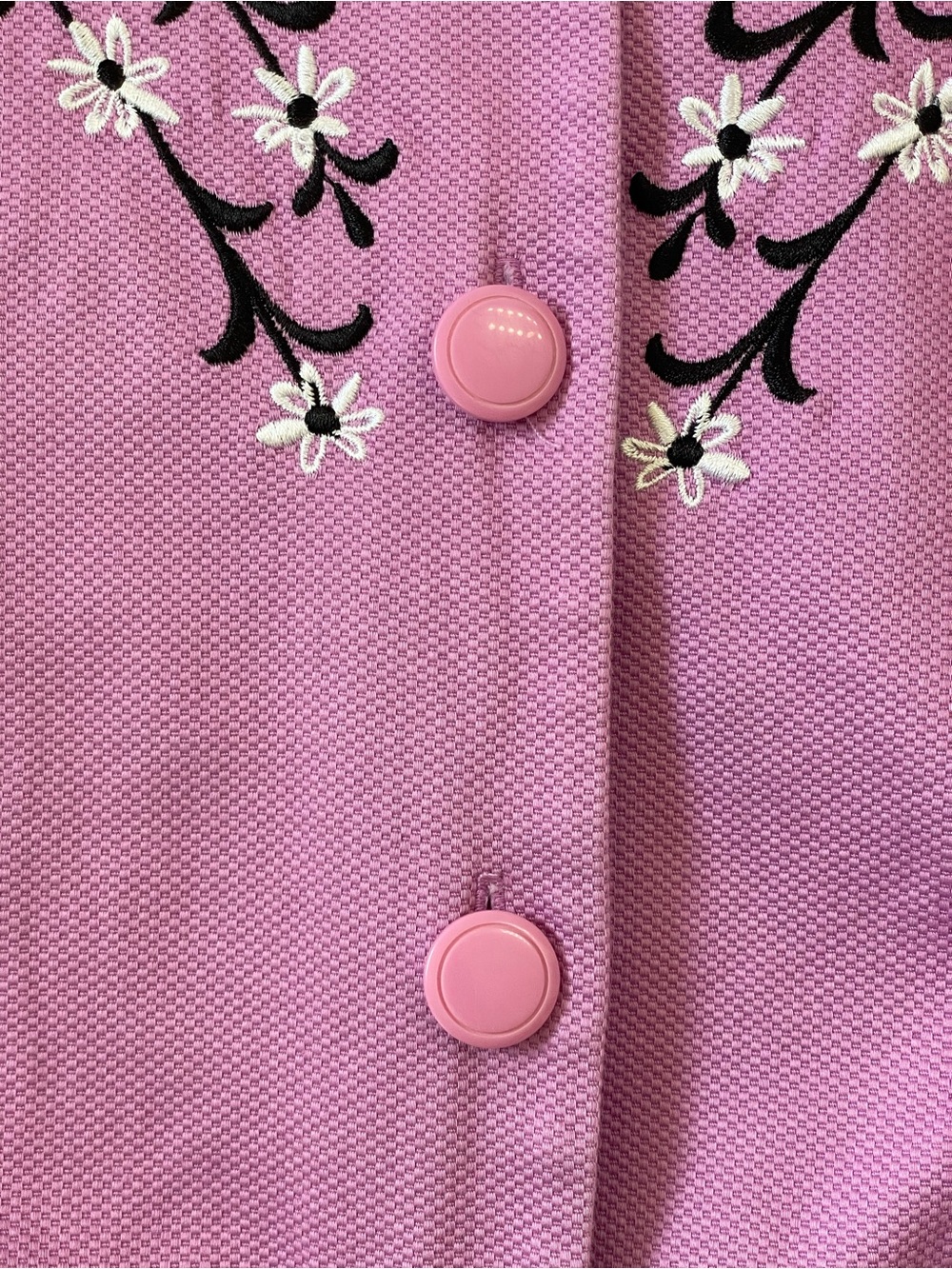 Bob Mackie Wearable Art Lavender Jacket Black and White Floral Embroidery Size M - Picture 4 of 9